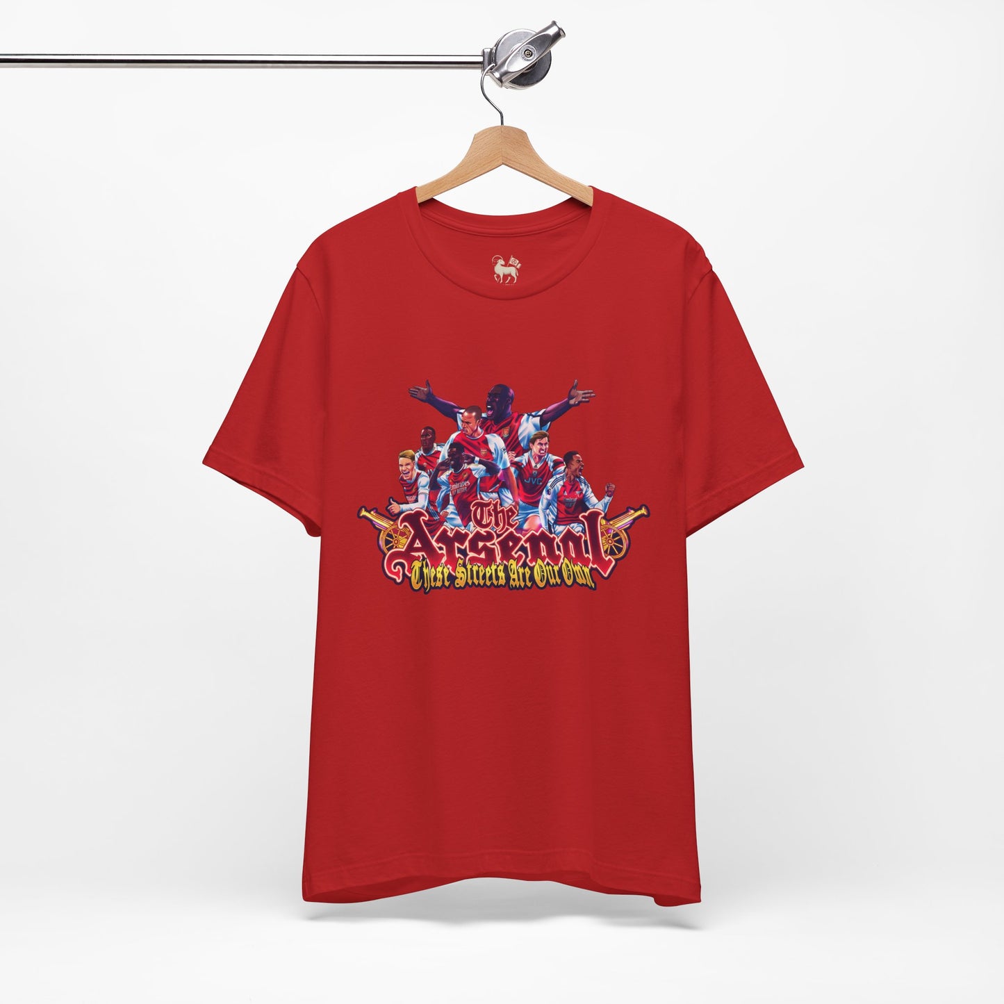 Heather grey colorway of the Arsenal Tifo These Streets Are Our Own tee by Unruly Thread.
