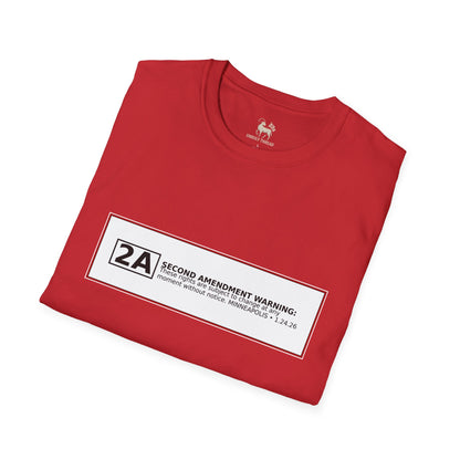 2A* | Second Amendment Warning Label | Minneapolis 1.24.26 | Constitutional Rights Tee