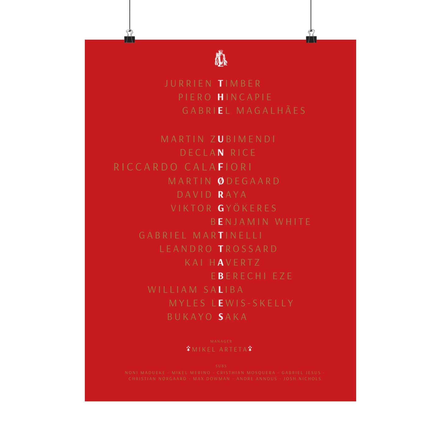 The Unforgettables | Arsenal Squad Poster (Red)