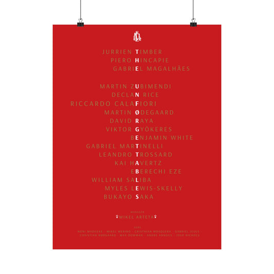 The Unforgettables | Arsenal Squad Poster (Red)
