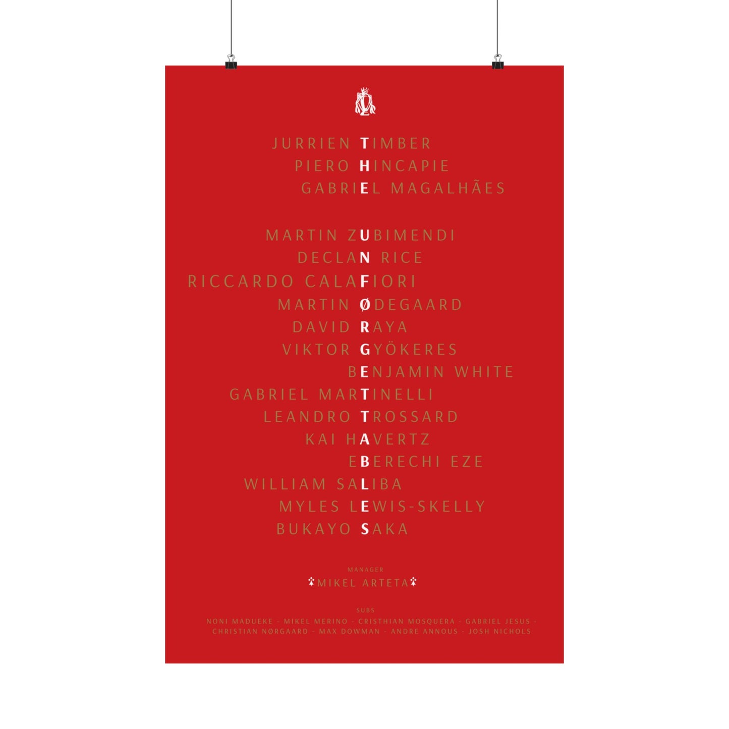The Unforgettables | Arsenal Squad Poster (Red)