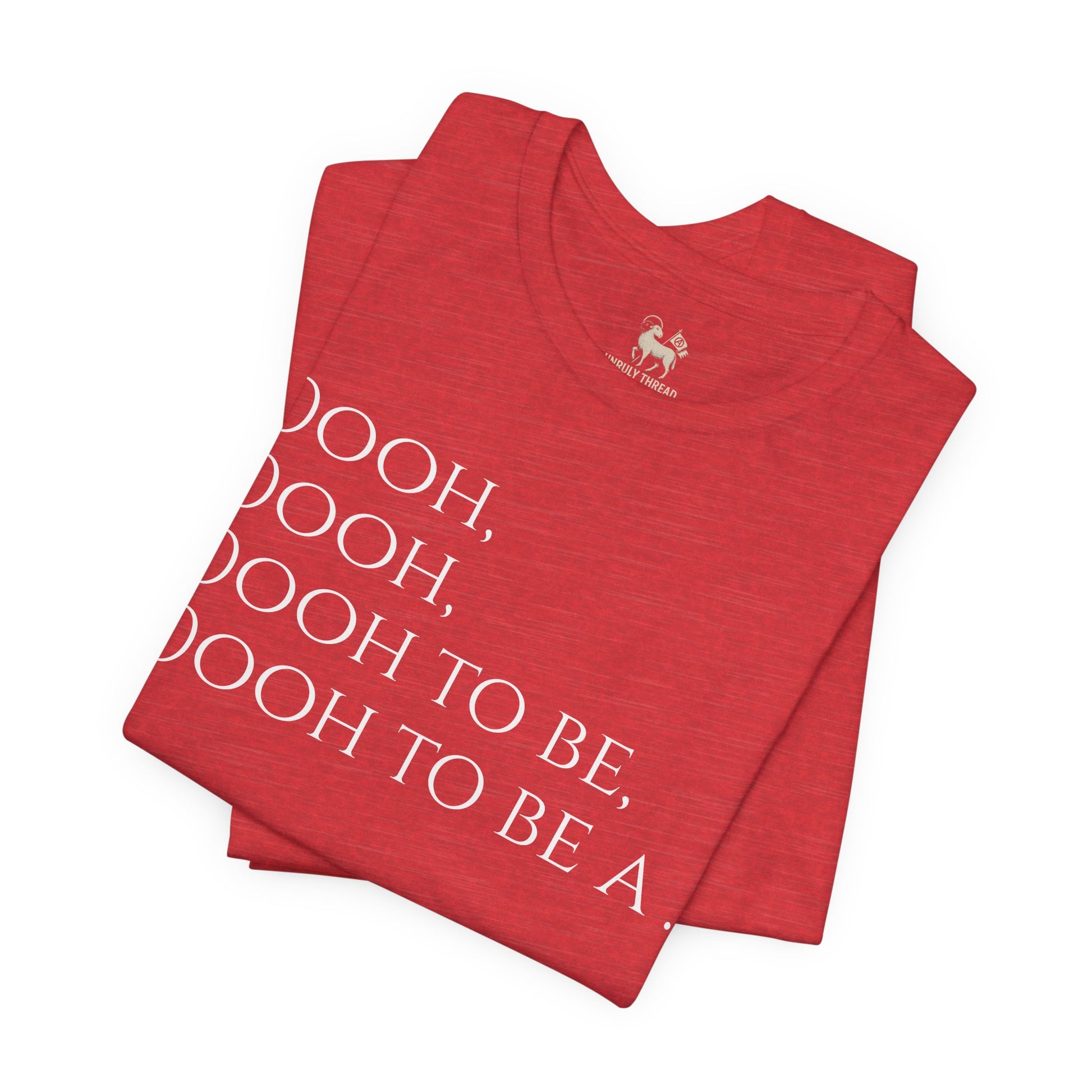 Heather red Ooh to Be a Gooner Arsenal terrace chant tee by Unruly Thread — heritage Arsenal chant on the chest, cannon and Gooner kit-name on the back.