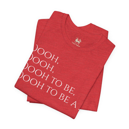 Heather red Ooh to Be a Gooner Arsenal terrace chant tee by Unruly Thread — heritage Arsenal chant on the chest, cannon and Gooner kit-name on the back.