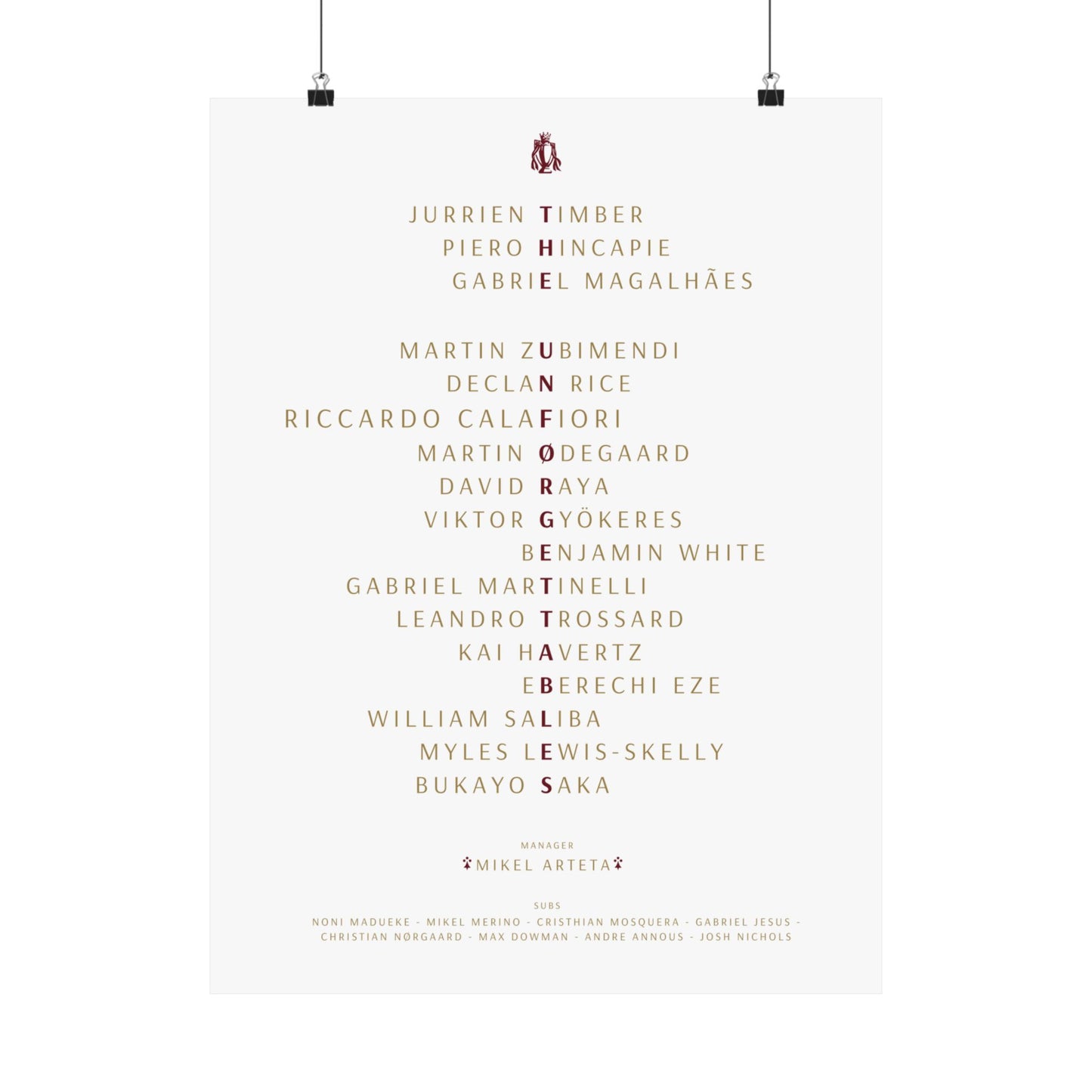 The Unforgettables | Arsenal Squad Poster (White)