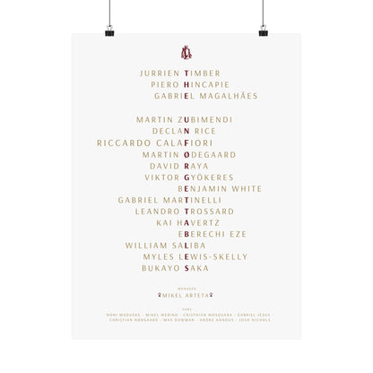 The Unforgettables | Arsenal Squad Poster (White)