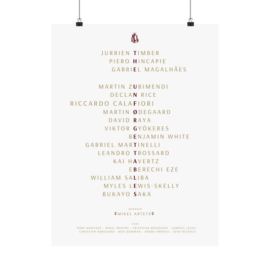 The Unforgettables | Arsenal Squad Poster (White)