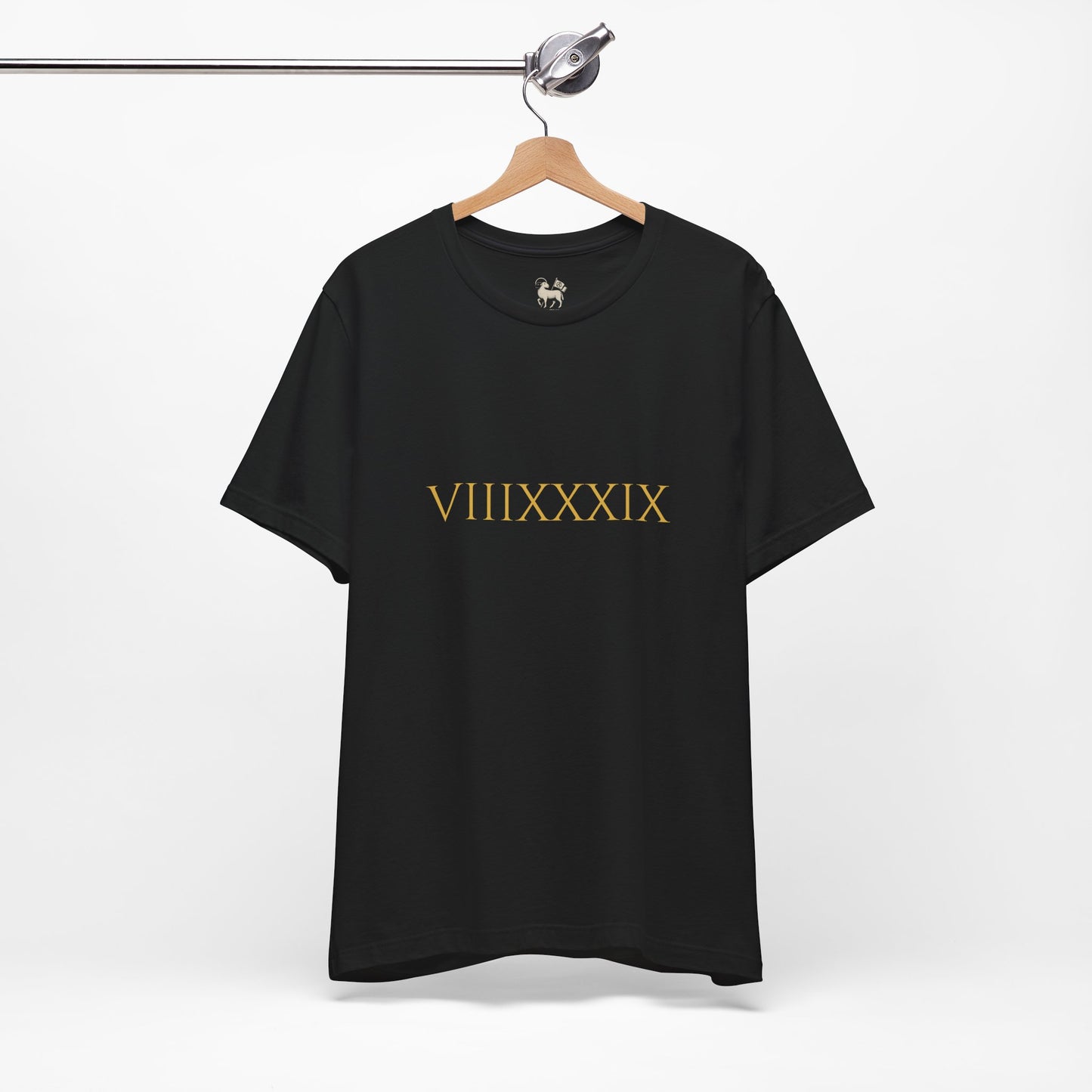 Studio shot of the Invincibles to Unforgettables tee — Arsenal champions t-shirt with the VIIIXXXIX chest print, by Unruly Thread.