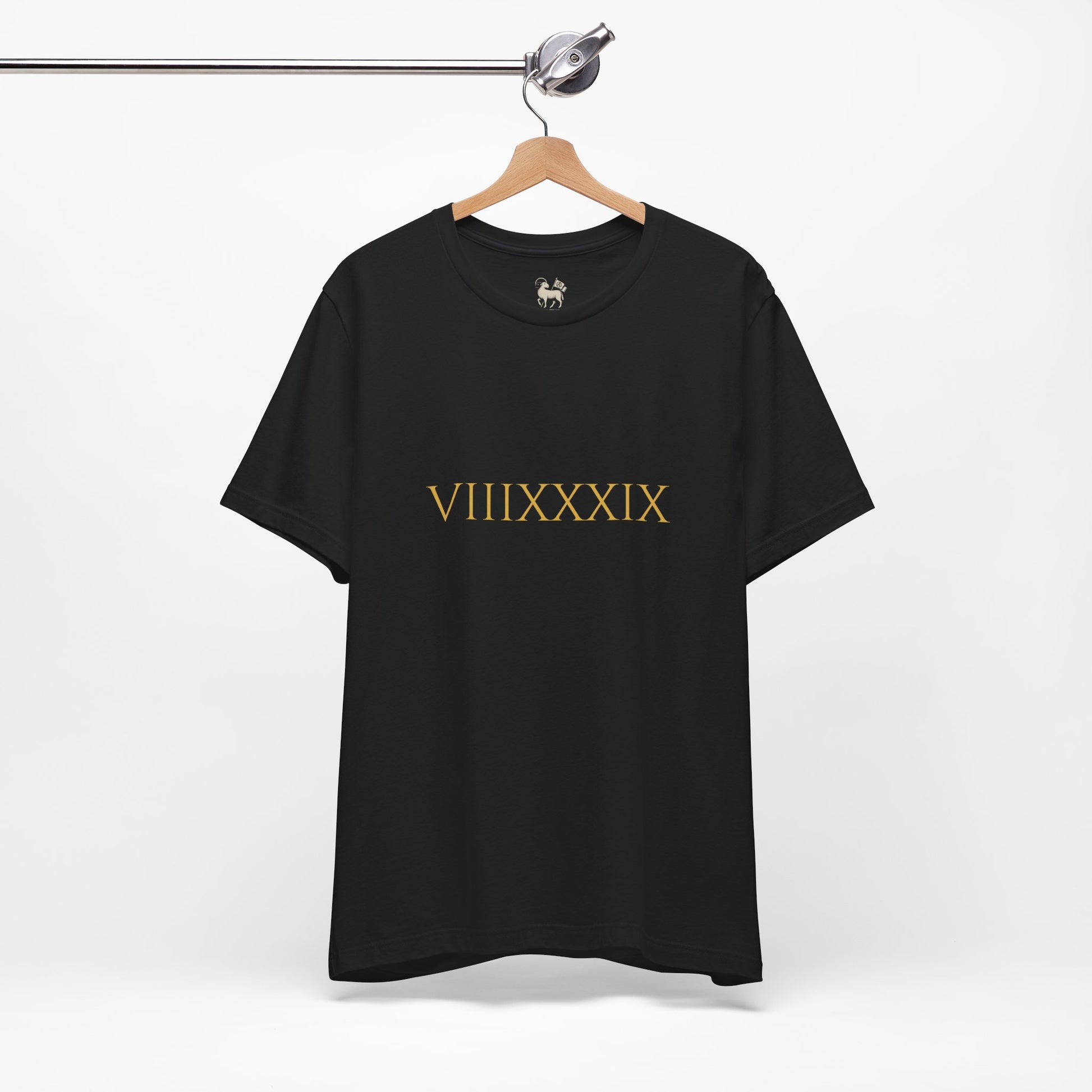 Studio shot of the Invincibles to Unforgettables tee — Arsenal champions t-shirt with the VIIIXXXIX chest print, by Unruly Thread.