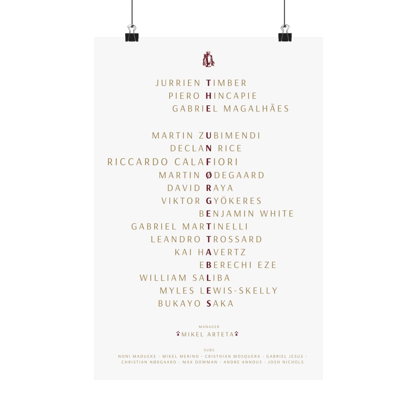 The Unforgettables | Arsenal Squad Poster (White)