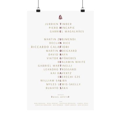 The Unforgettables | Arsenal Squad Poster (White)