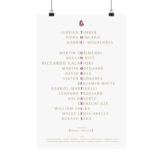 The Unforgettables | Arsenal Squad Poster (White)