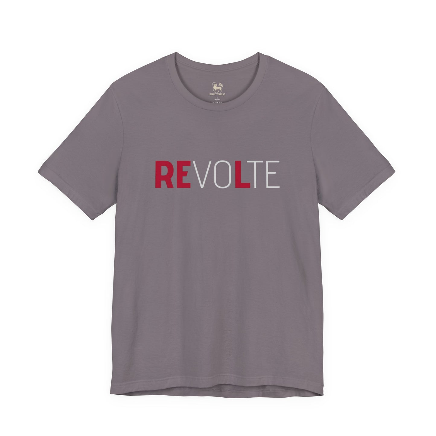 VOTE → REVOLT Truth Demand tee by Unruly Thread — political money-in-politics streetwear, REVOLT chest print.