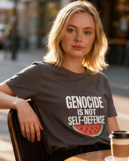 Genocide Is Not Self-Defense Palestine solidarity tee watermelon symbol