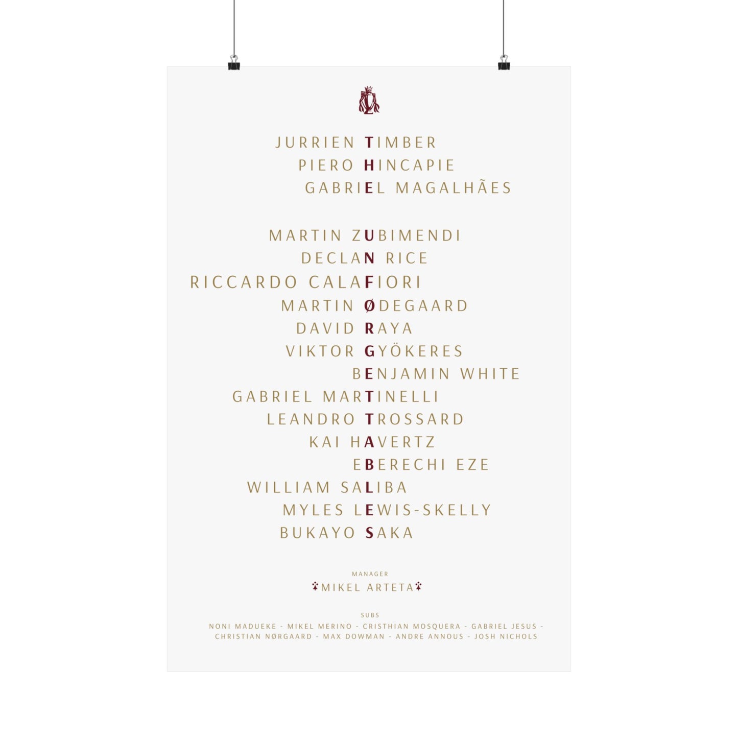 The Unforgettables | Arsenal Squad Poster (White)