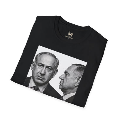 Unruly Thread WANTED For War Crimes tee — silence is complicity, Gaza solidarity protest design, black colorway.