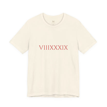 Folded view of the Invincibles to Unforgettables VIIIXXXIX tee — Arsenal title shirt by Unruly Thread.