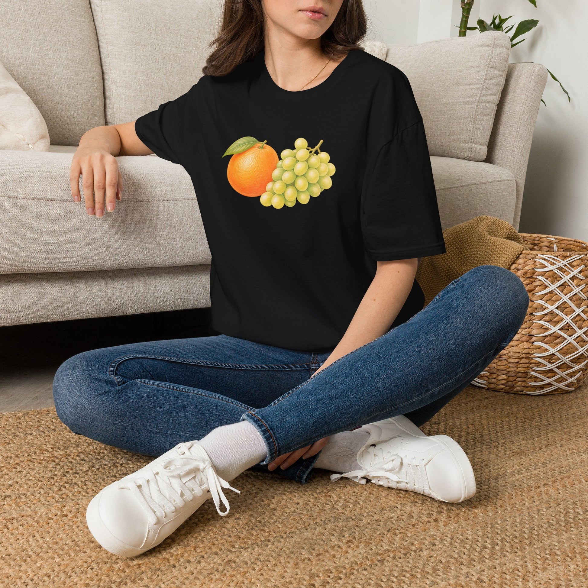 Unruly Thread Orange Grapes still-life tee, view 5.