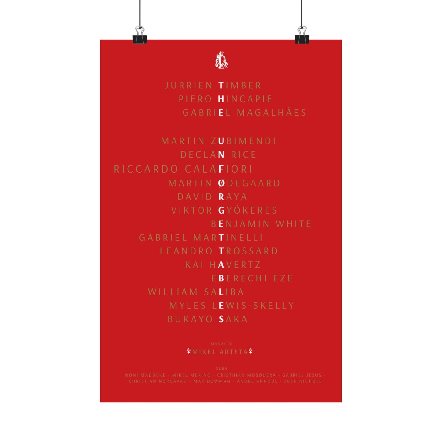 The Unforgettables | Arsenal Squad Poster (Red)