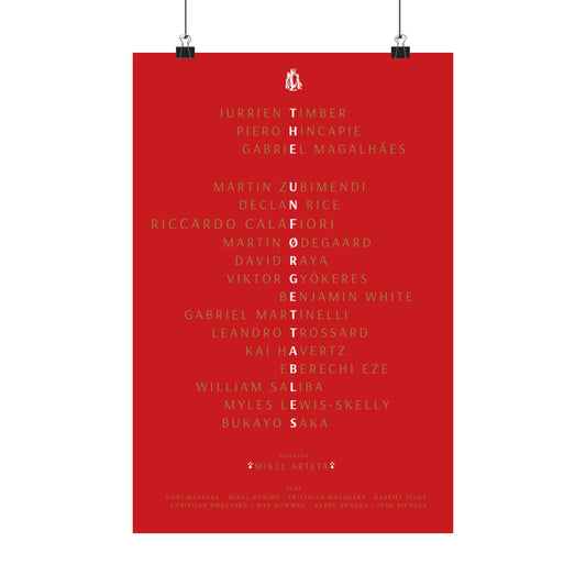 The Unforgettables | Arsenal Squad Poster (Red)